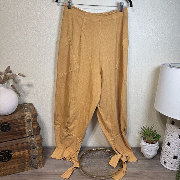 Free People Beach Stunner Pants Harem Drop Crotch Tie Ankle Slouchy Sz M Boho - Picture 3 of 13